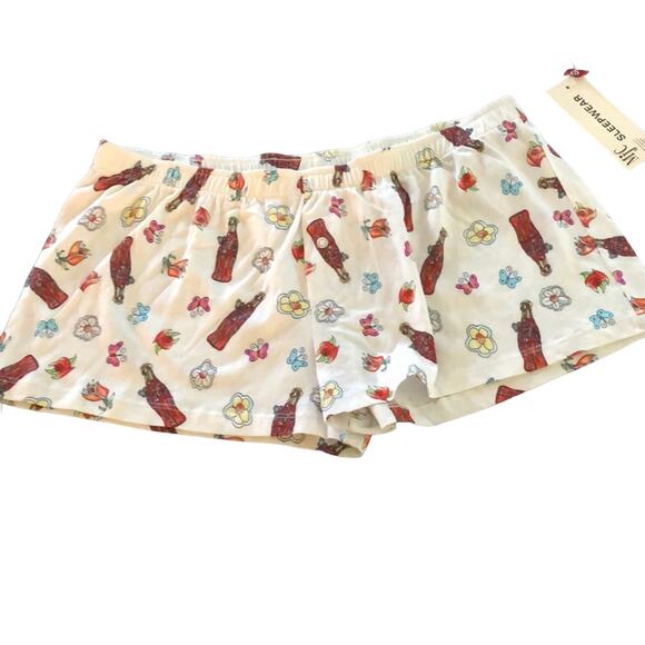 Coca-Cola Brand Knit Print Sleepwear Boxer Shorts Juniors Size Large - Picture 1 of 3